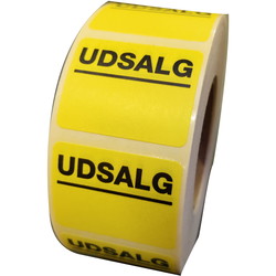 Rabatetiket UDSALG 25x32mm gul