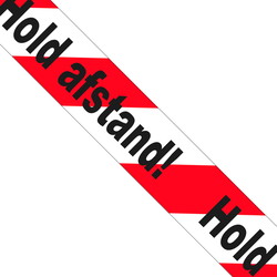 Advarselstape "Hold Afstand" PVC 32my 66m x 50mm rød/hvid