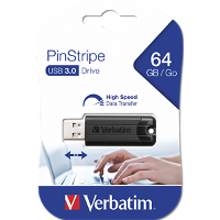 Verbatim PinStripe USB 3.0 64GB stik sort