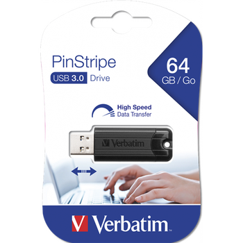 Verbatim PinStripe USB 3.0 64GB stik sort