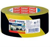 Tesa Signal Premium advarselstape 50mmx66m 65 my Sort/gul 