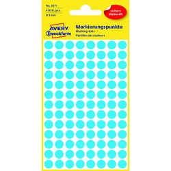 Avery 3011 etiket Ø8mm blå 416stk