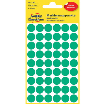 Avery 3143 Ø12mm etiket grøn
