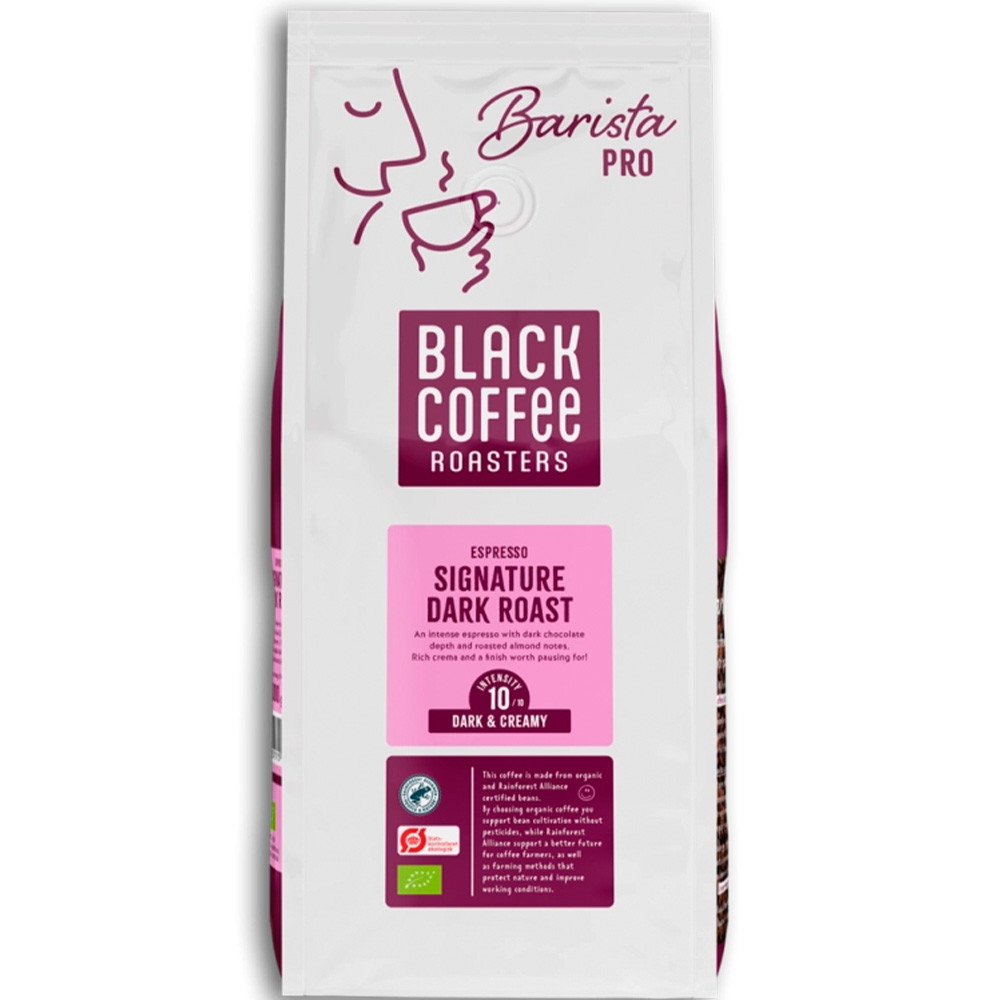 Black Coffee Signature Dark Roast Organic hele kaffebønner 1kg