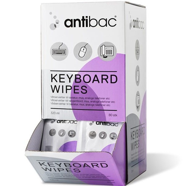 Desinfektionsservietter til Plast Antibac Keyboard Wipes 80stk