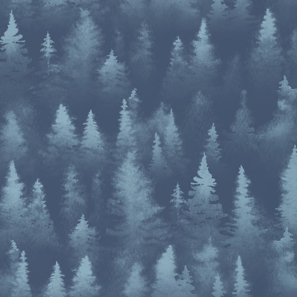 Coated gavepapir 40cmx200m juletræer blå