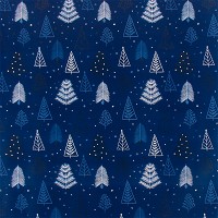 Julegavepapir 40cmx150m mørkeblå/juletræer