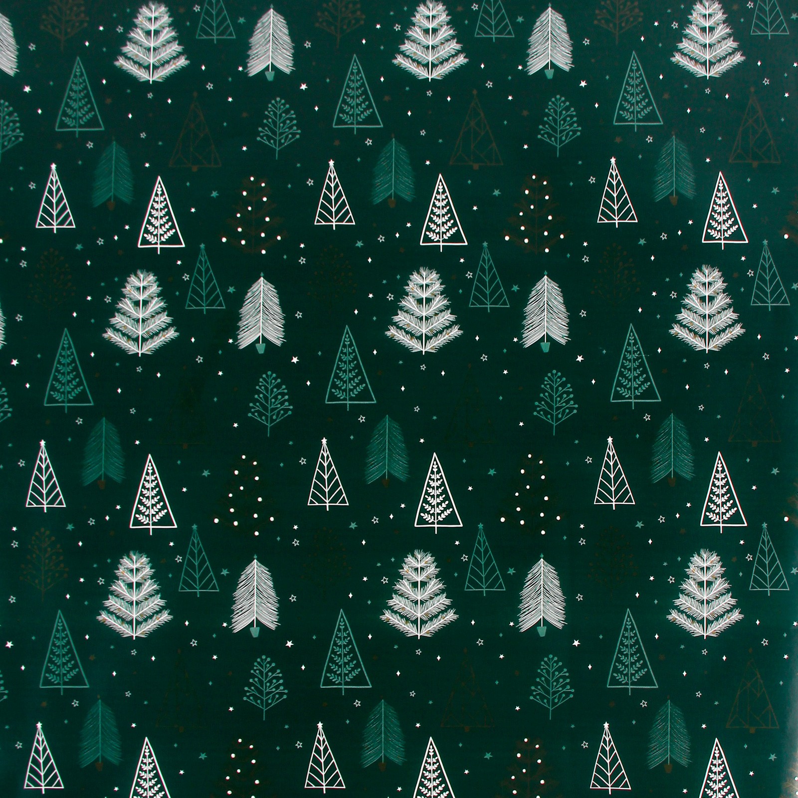 Julegavepapir L:150m B:57cm grøn m/juletræer