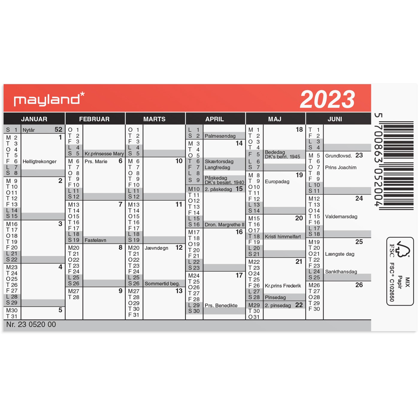 Mayland 2023 23052000 mini kalender 7x10,5cm