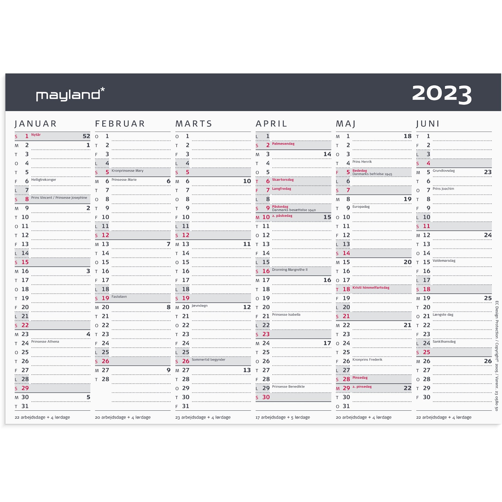 Mayland 2023 23058050 A5 kontorkalender