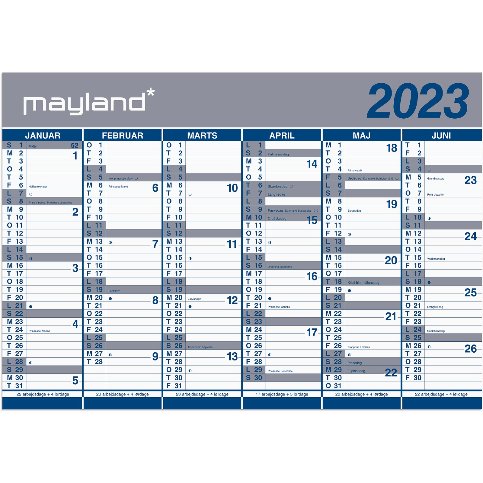 global Kilde Rationalisering Mayland 2023 23064000 vægkalender 70x100cm - Daarbak Redoffice A/S