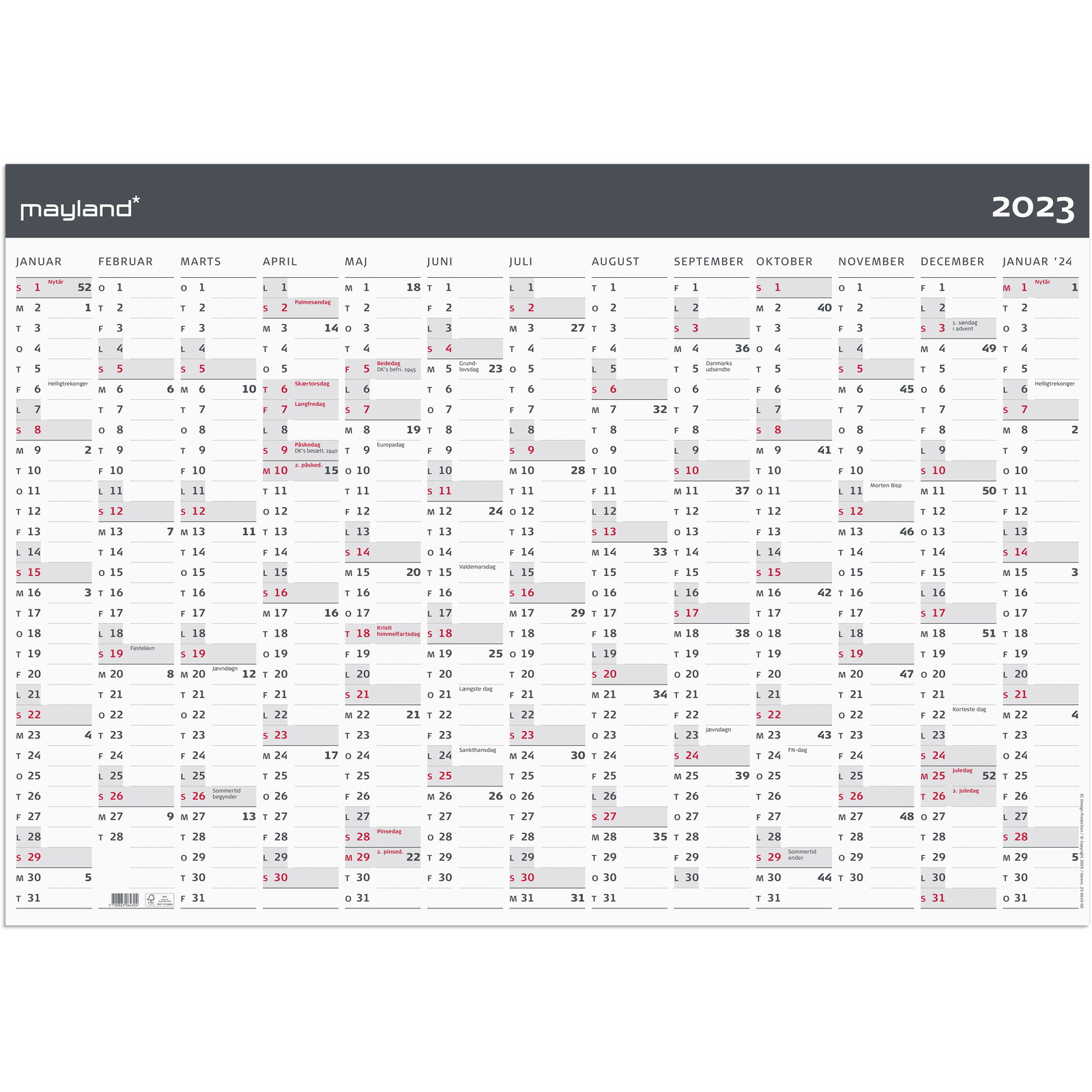 Mayland 2023 23064300 vægkalender 70x100cm