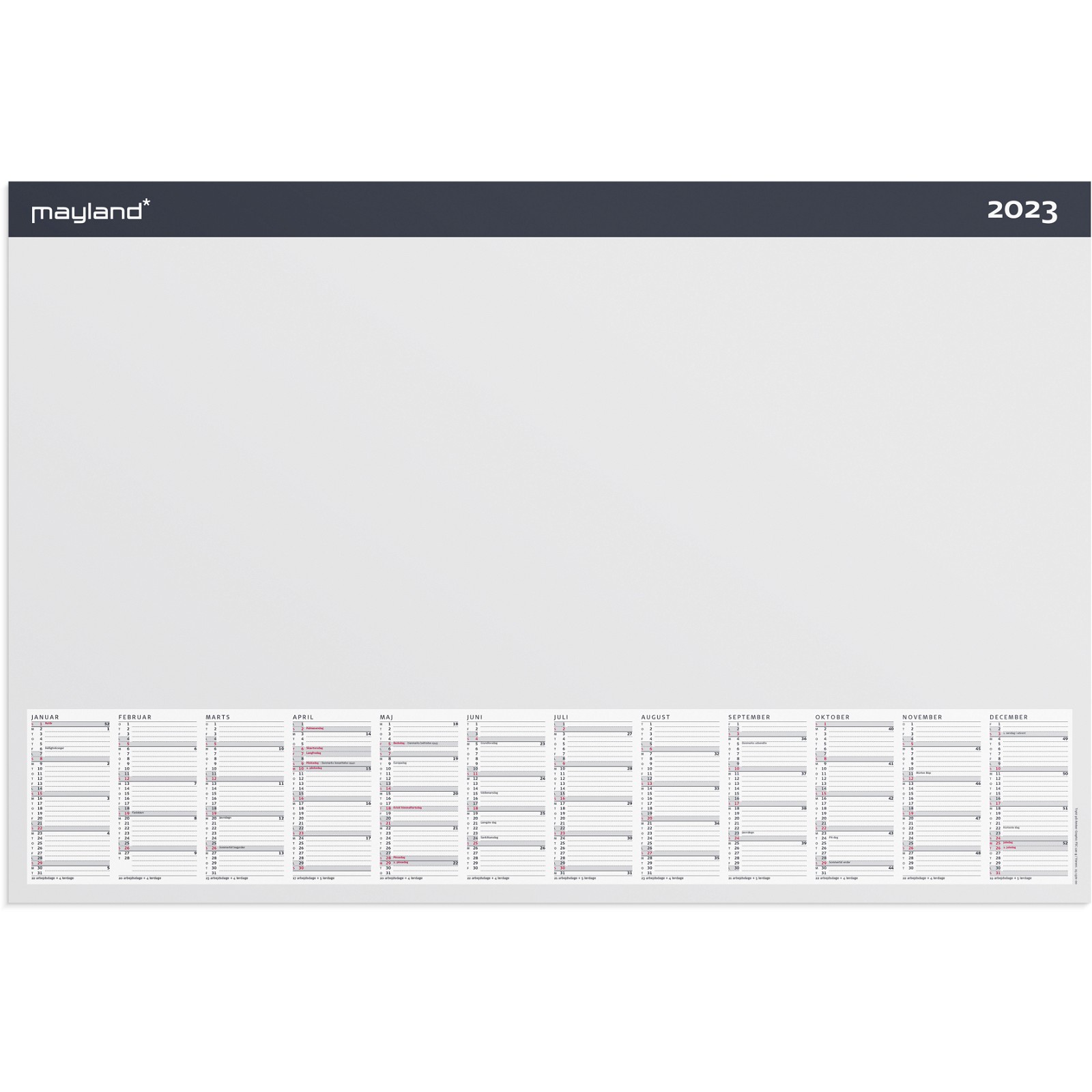 Mayland 2023 23137000 bordkalender 40x60x0,5cm hvid