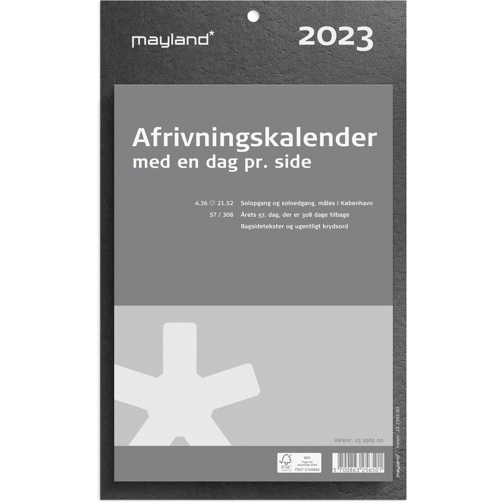 Mayland 2023 23256500 vægkalender 31x19x3cm grå