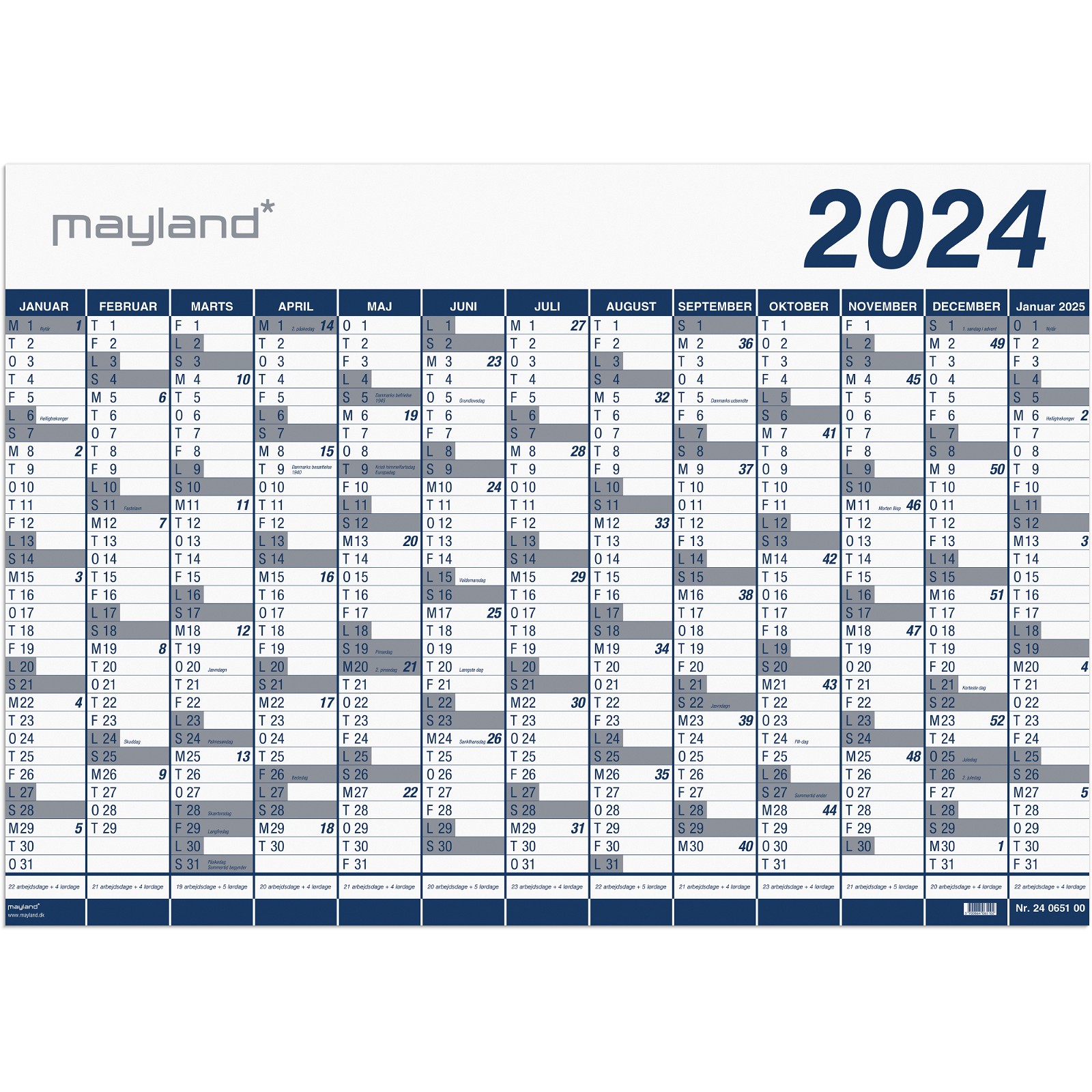 Mayland 2024 24065000 vægkalender 70x100x7,1cm