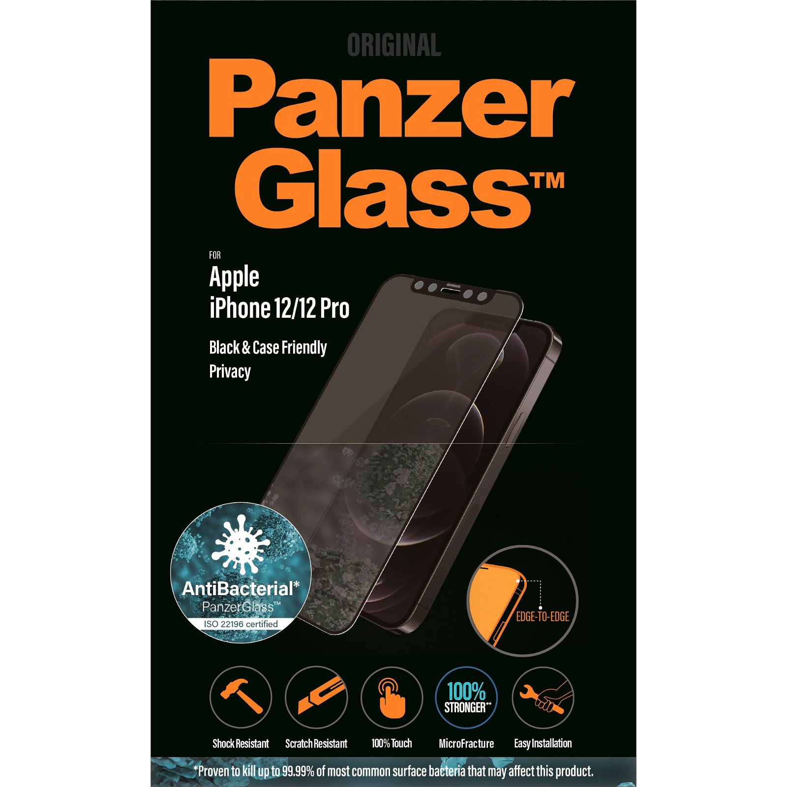 PanzerGlass Privacy beskyttelsesglas t/iPhone 12/12 Pro