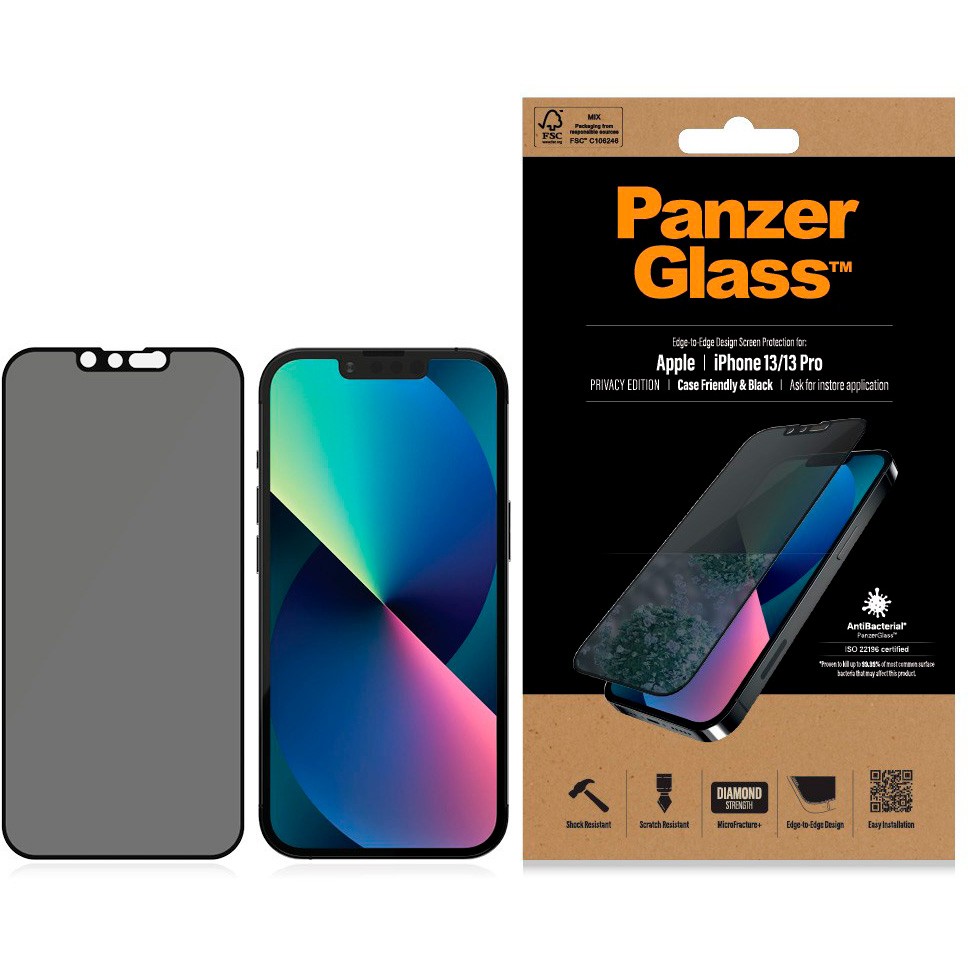 PanzerGlass Privacy beskyttelsesglas t/iPhone 13/13 Pro