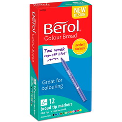 Berol Broad fiberpen flere farver 12 stk