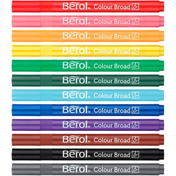 Berol Broad fiberpen flere farver 12 stk