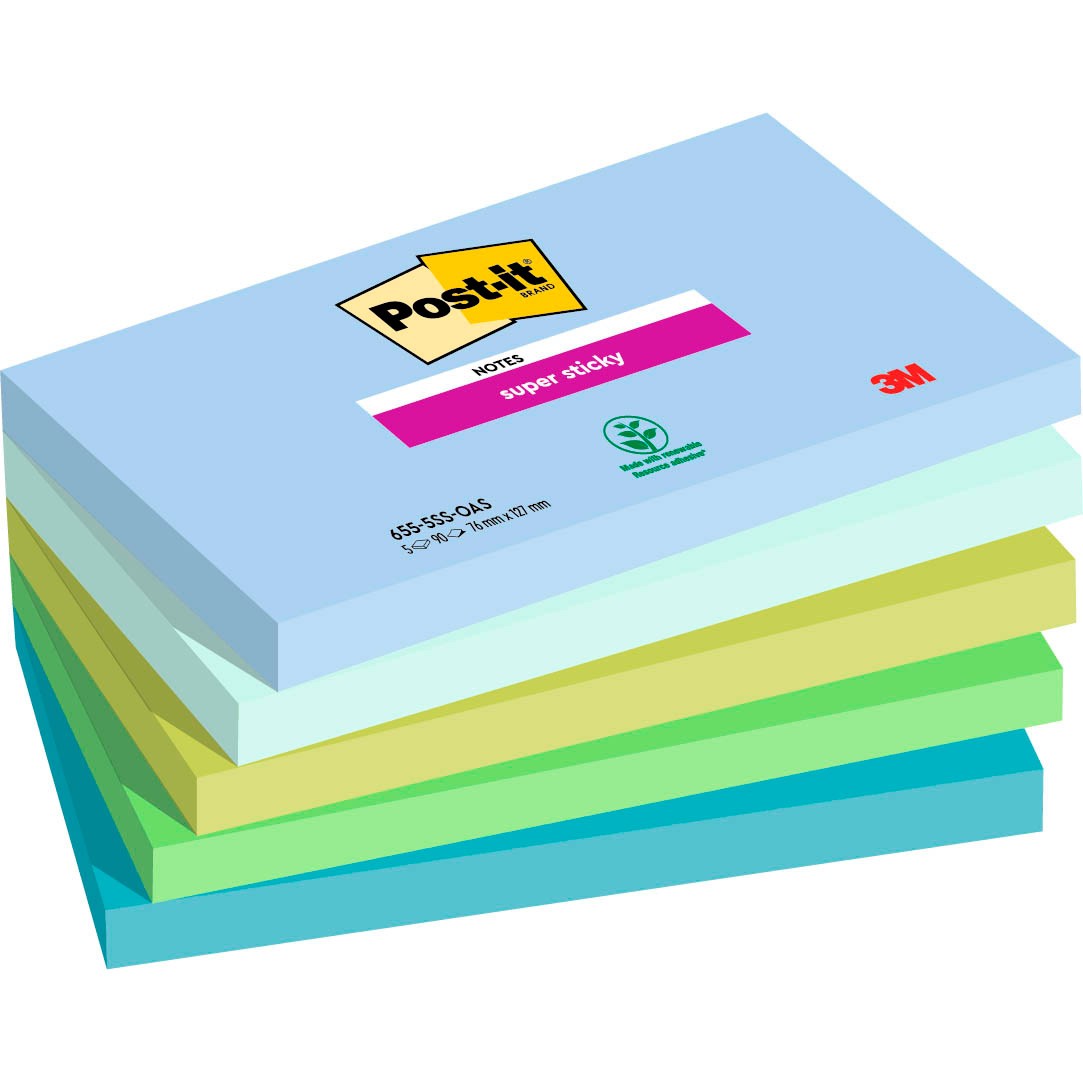 Post-it SS Oasis notes 76x127mm 5 stk