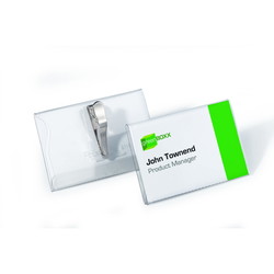 Durable navneskilt tværformat m/klemme 54x90mm 25stk