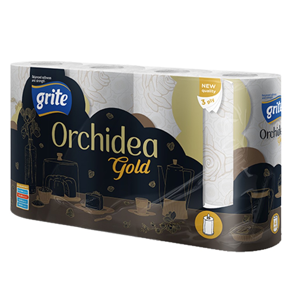 Køkkenrulle Grite Orchidea Gold 3-lags 13,86m Hvid 