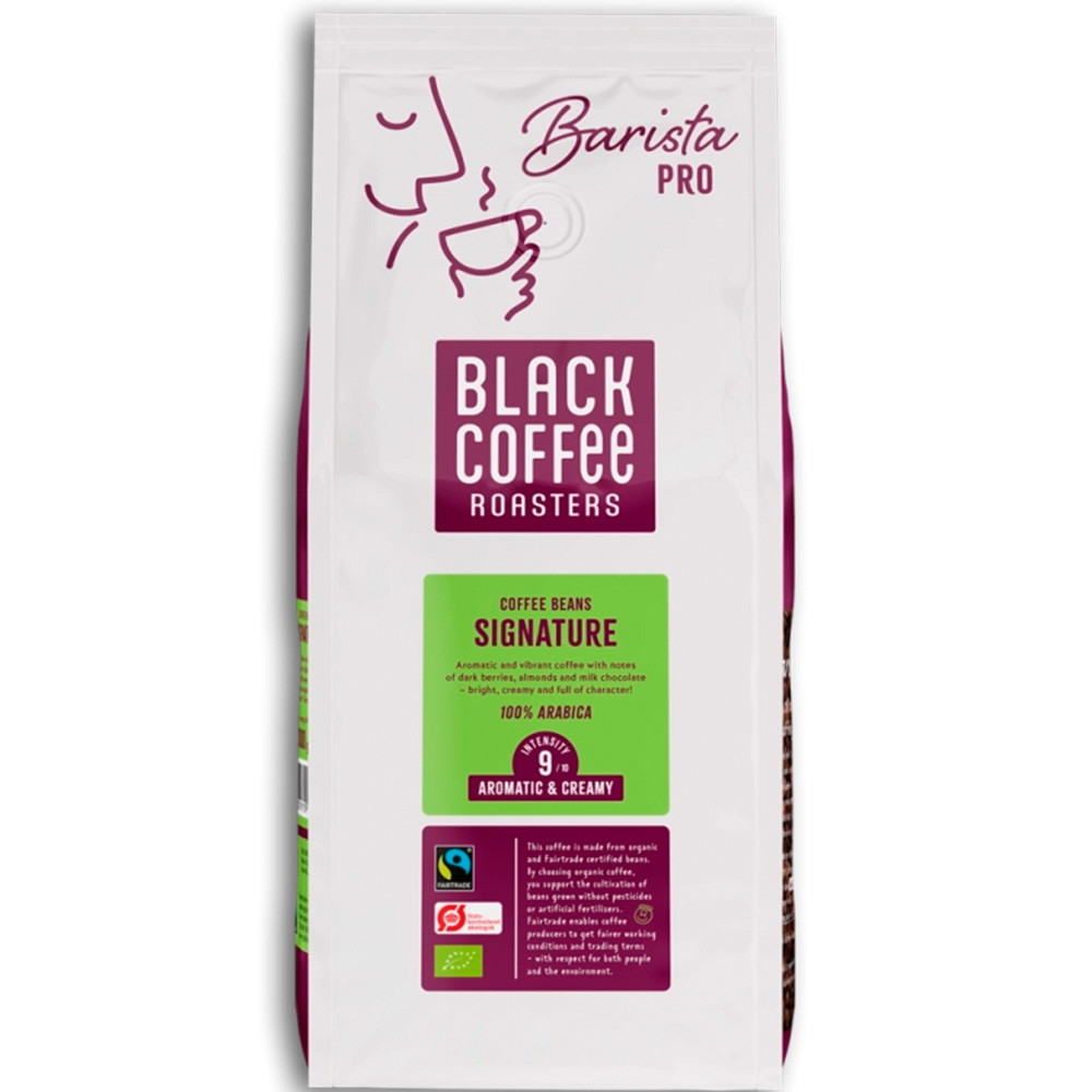 Black Coffee Organic Fairtrade helbønne kaffe 1kg