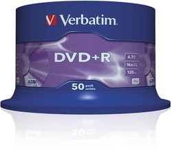 Verbatim 4,7GB 16X DVD+R spindel 50stk