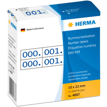 Herma etiket numre 0-999 blå/hvid