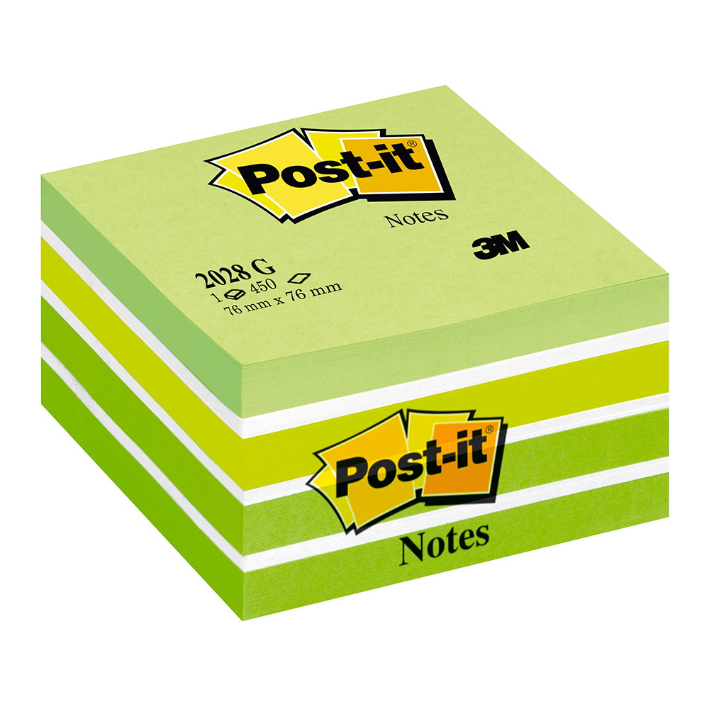 Post-it 2028G kubusnotes 76x76mm grøn