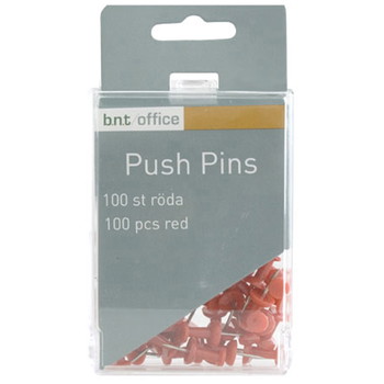 Push-pin kortnåle rød 100stk