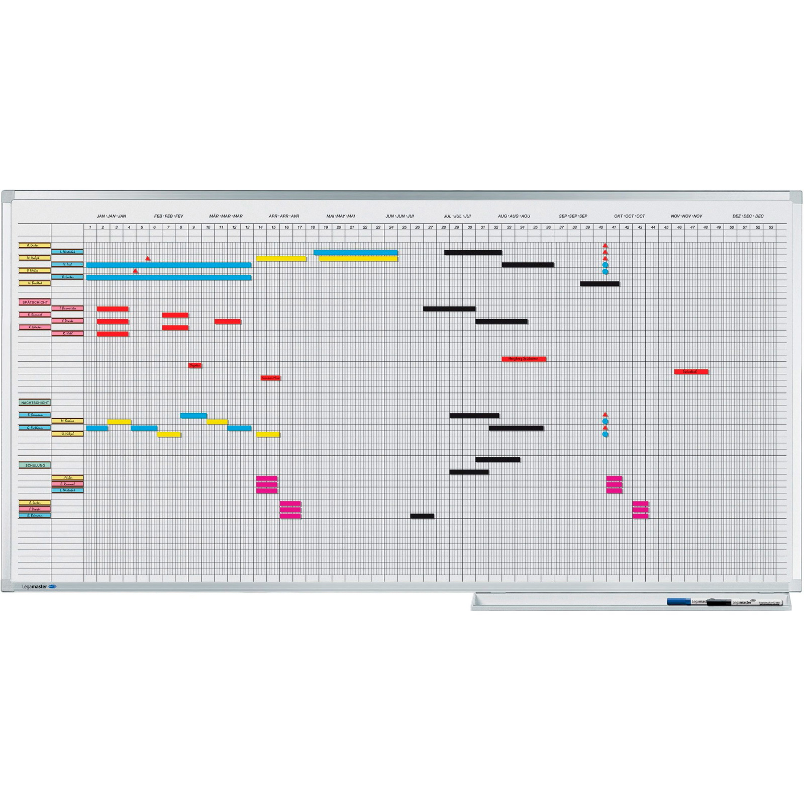 Legamaster Planlægningstavle t/75 personer 100X150CM