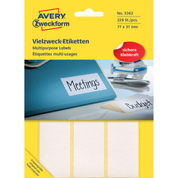 Avery 3362 etiket 77x31mm hvid 228stk