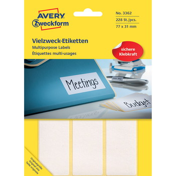 Avery 3362 etiket 77x31mm hvid 228stk