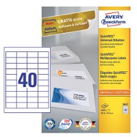 Avery 3657 48,5x25,4mm etiketark hvid 4000stk