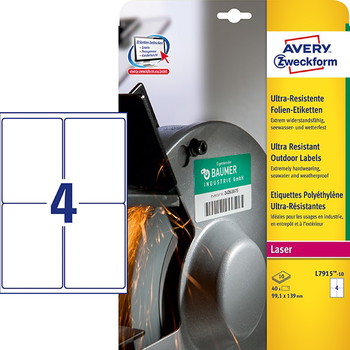 Avery L7915 laseretiket 99,1x139 hvid 40stk