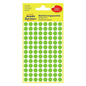 Avery 3592 Ø8mm etiket grøn 270stk