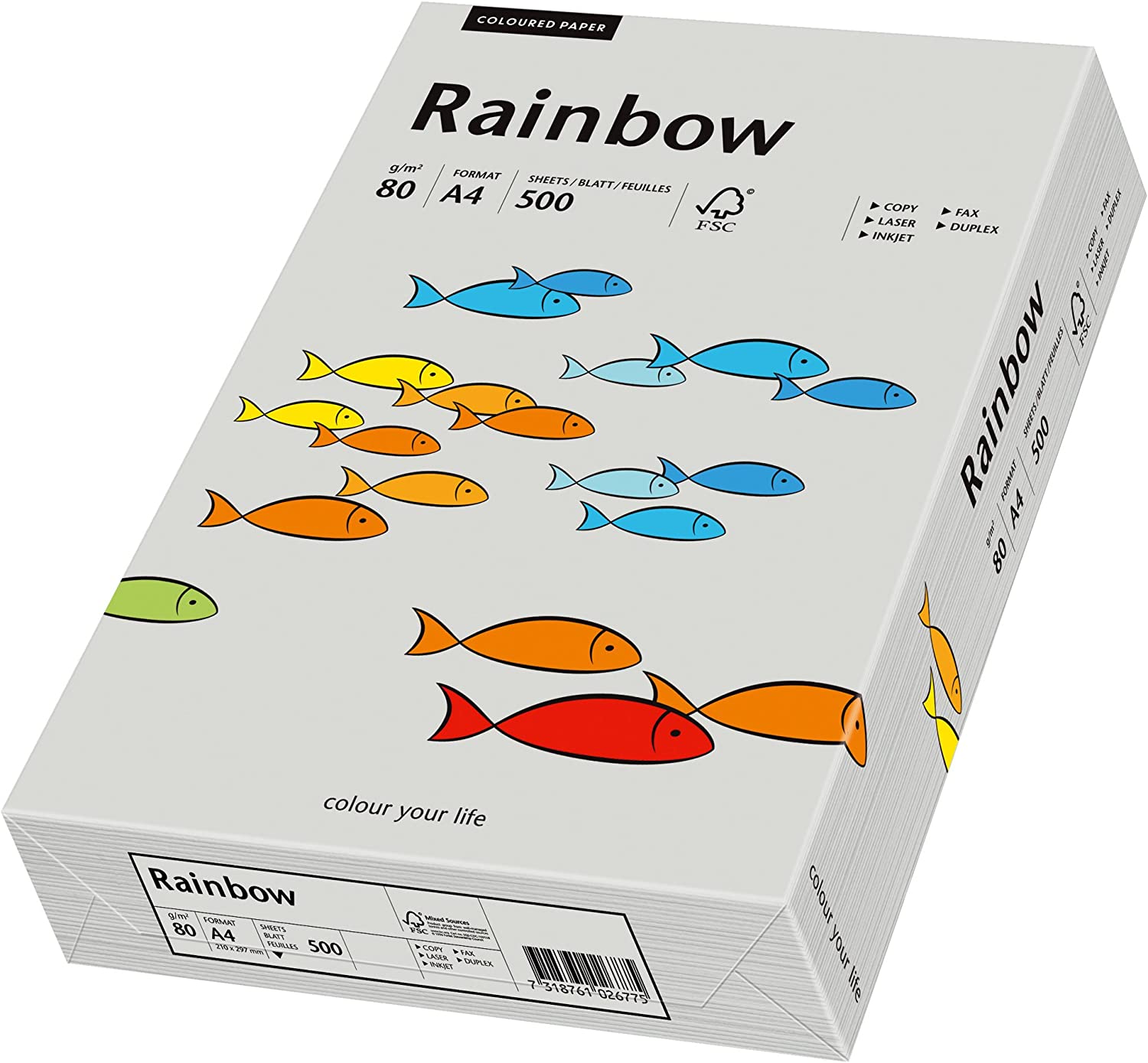 Rainbow A4 80g kopipapir grå 500ark