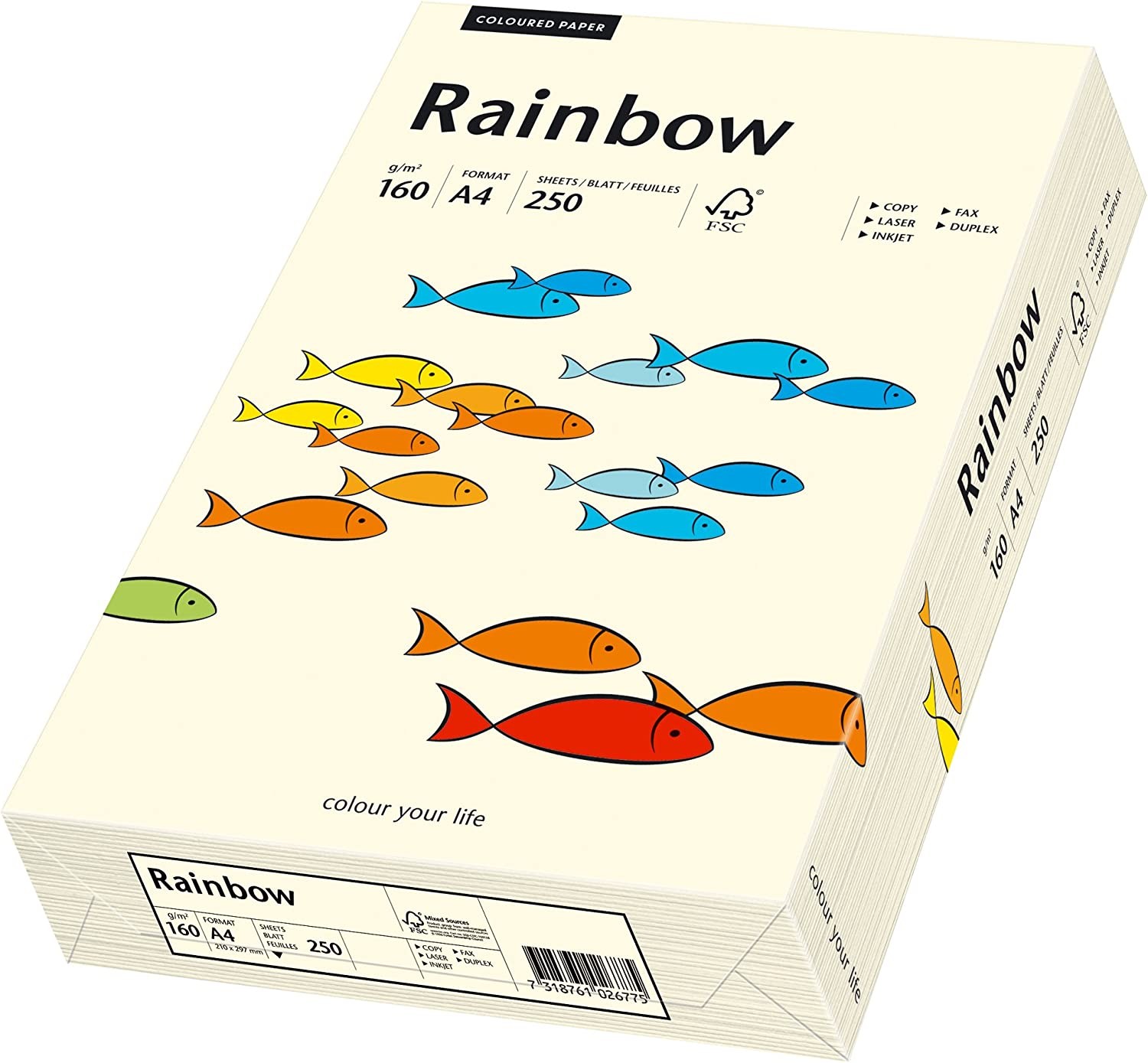 Rainbow A4 160g kopipapir 250ark