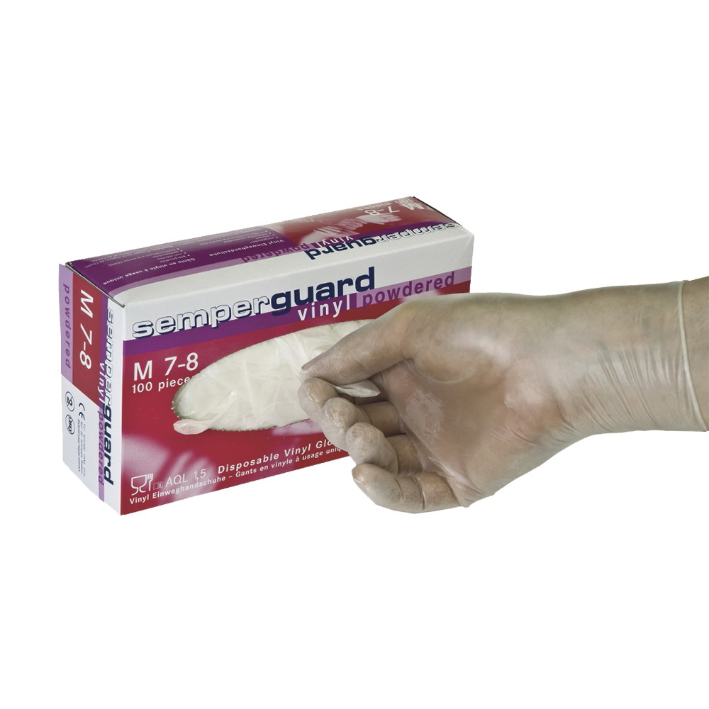 Engangshandske SemperGuard vinyl m/pudder klar str. XL 