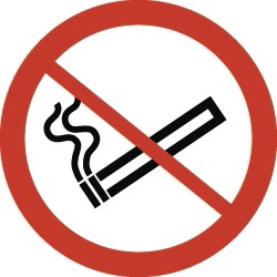 Forbudsskilt Ø100mm 'rygning forbudt' vinyl 