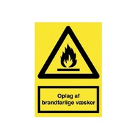 Advarselsskilt A4 'oplag af brandfarlige væsker' vinyl