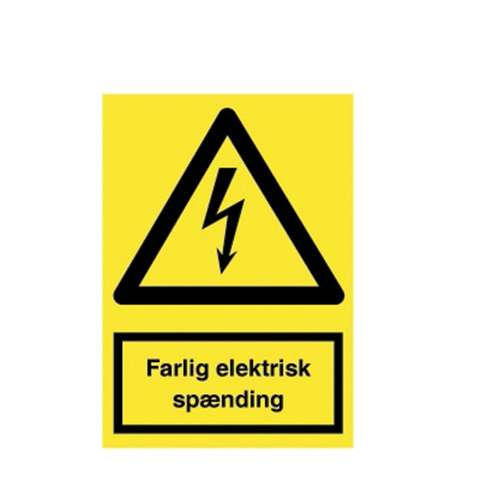 Advarselsskilt A5 Farlig elektrisk spænding selvklæbende 