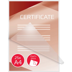 GBC A4 selvklæbende lamineringsomslag 75mic klar 25ark