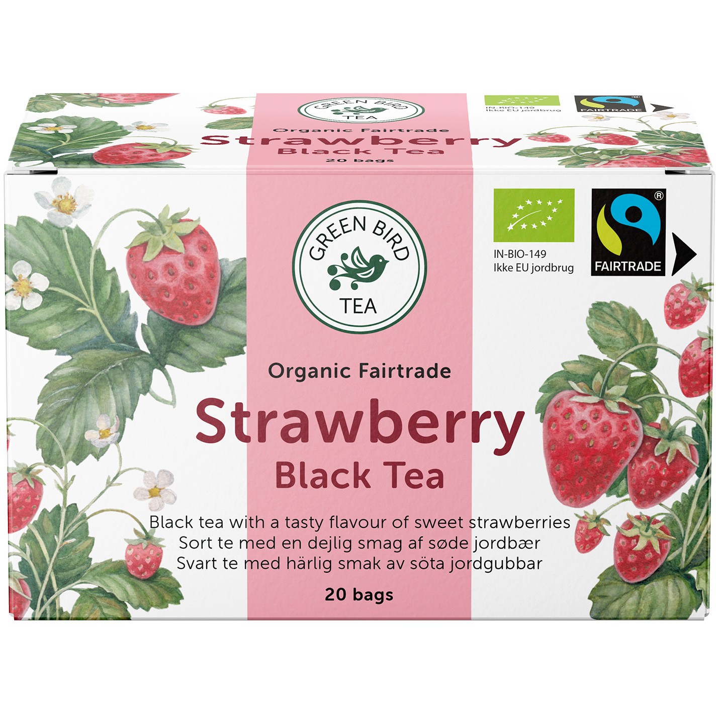 Green Bird økologisk jordbær te 20 breve