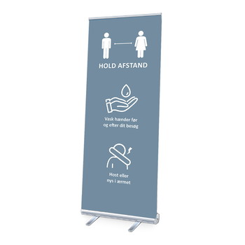 Roll-up 85x200cm 'HOLD AFSTAND' blå