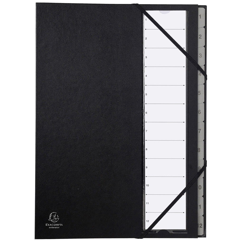 Sorteringsmappe Ordonator 1-12 m/elastik Sort 