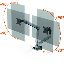 Durable Select Plus monitorarm til 2 skærme 32" sølv