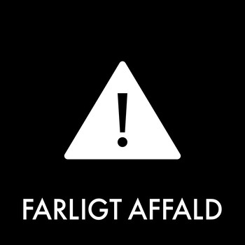 Farligt affald piktogram u/baggrund 12x12cm