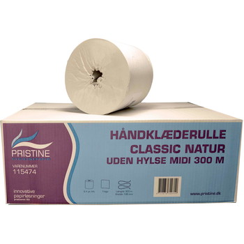 Pristine håndklæderulle midi 20cmx300m natur 6rl